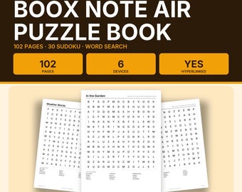 Boox Note Air Puzzle Book, 102 Pages, 30 Sudoku, Word Search, Mazes, Trivia