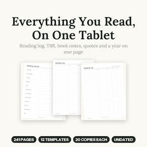 Boox Note Air Leesdagboek, ongedateerd, met hyperlinks, PDF-bestand, leeslogboek, TBR-lijst, citaten en boeknotities, 241 pagina's (digitale download)