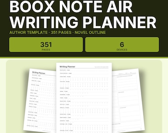 Boox Note Air Writing Planner, Author Template, 351 Pages, Novel Outline, Scene Cards