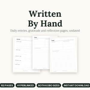 Diario para Kobo Elipsa 2E y Kobo Sage, PDF con hipervínculos sin fecha, entradas diarias, gratitud, reflexiones (descarga digital)