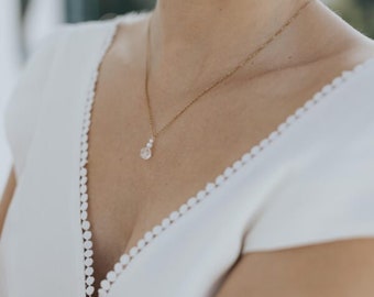 HENRI - Collier pendant perle cristal - Mariage