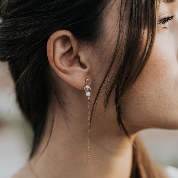 HARLEM – Ohrhänger aus Porzellanperlen, marmorierte Perlen – Hochzeit