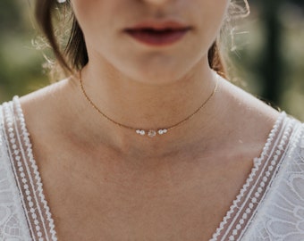 HENRI - Collier ras de cou perle cristal - Mariage