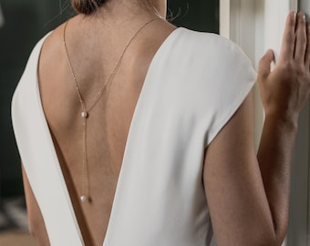 FOSTER - Fine and delicate back collar with pearl - Wedding