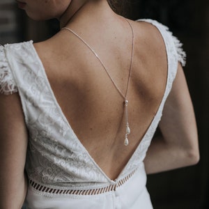 CHARLY - Back necklace with drops and crystals - Wedding