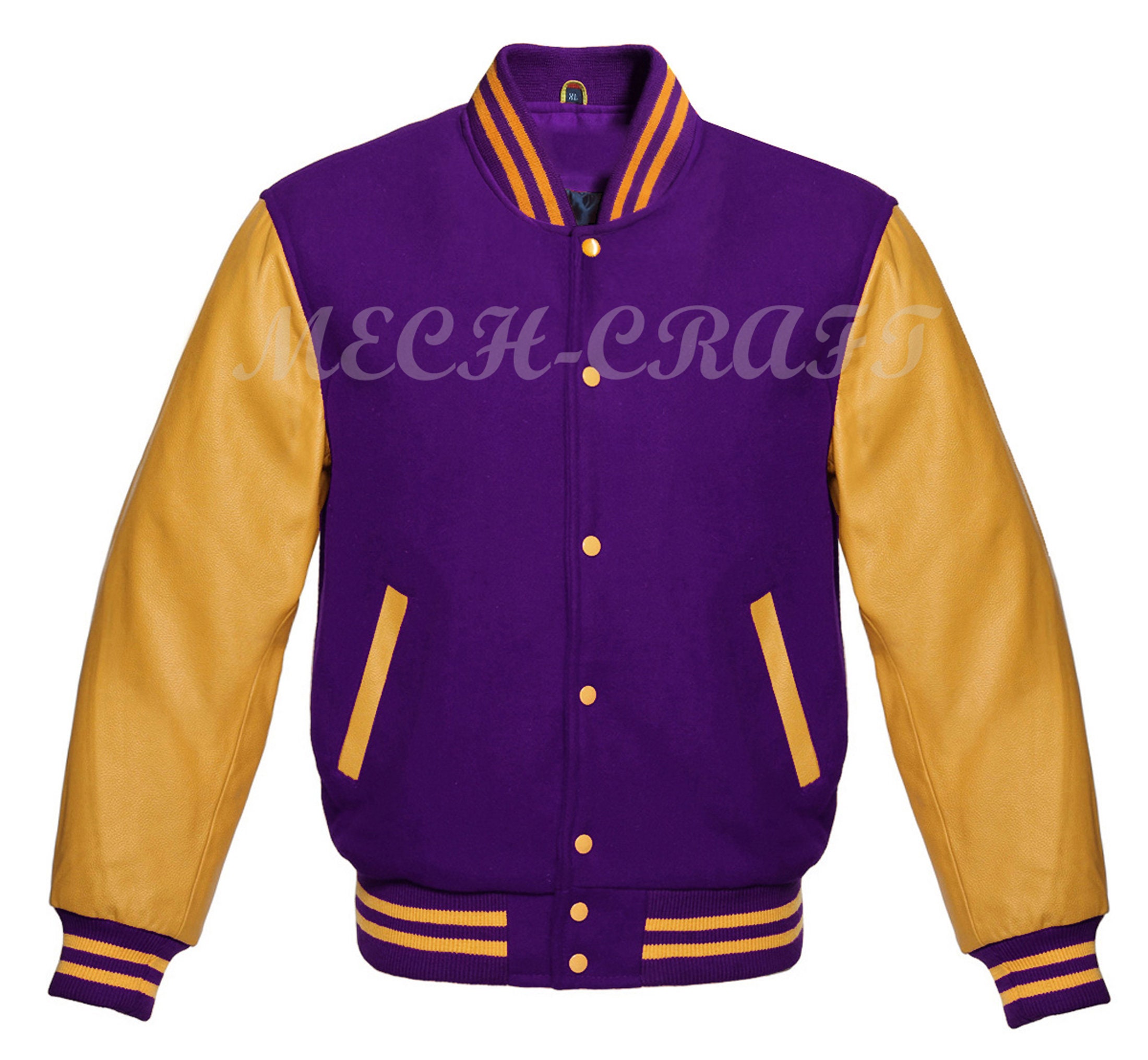 Vintage Letterman Varsity Jacket Purple wool with Golden Etsy