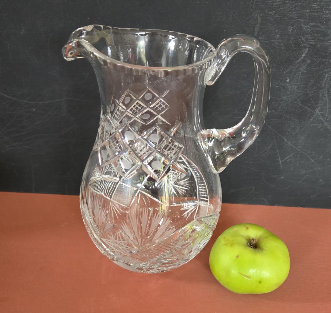 A Vintage Polish Crystal 1 Litre Pitcher in Opulent 