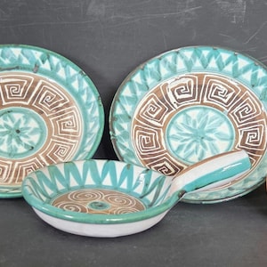 2 Robert Picault Vallauris Bowls and Handled Dish, Vintage French Pottery