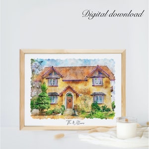 Custom house Portrait, Real Estate Gift, Realtor Closing Gift, Custom Home Portrait, housewarming gift, house portrait from photo