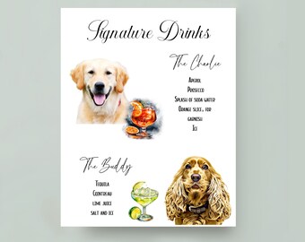 Pet Signature drink, custom dog signature drink Sign, signature drink pet, Dog signature cocktail, pet bar, Drink Sign Wedding