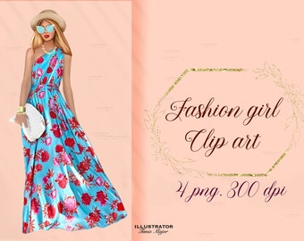 Summer girl clipart, Summer clipart, Fashion clipart, Fashion Illustration, Fashion girl clipart , Planner Cover, Instant download