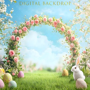 Easter Spring Digital Backdrop, Photo Background, Photoshop Backdrop, spring blooms, Spring composite Backdrop, bunny Backdrop