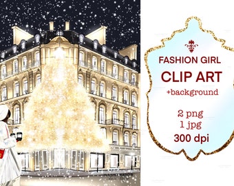 Christmas Fashion Girl Clipart, Christmas PNG, Fashion girl clipart,  Winter clipart,  Christmas Clipart for cards, New Year girl clipart