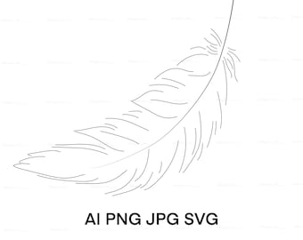 Feather AI/SVG, Feather Vector, Flat vector illustration, Feather PNG, Feather Clipart, Feather line art, sublimation design downloads