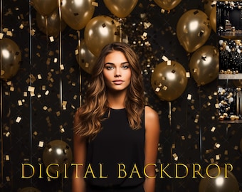 Birthday Digital backdrop, Photography Digital Backdrop, Photo Background, Photoshop Backdrop, balloons backdrop