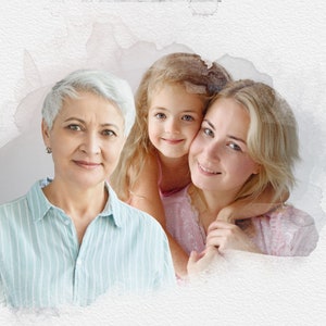 Family portrait from photo, Add deceased loved one to photo, memorial gift, Add person, Combine photos, Photo Merge, Memorial  Portrait