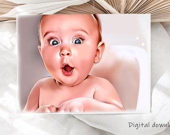 Custom Baby portrait, Christmas gift, Newborn Gift,Family Portrait From Photo, Children portrait, Baby drawing, Christening Gift, baptizing
