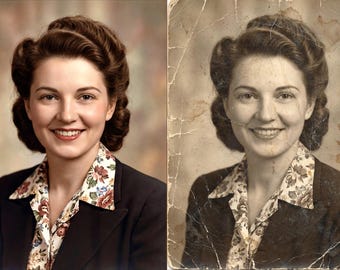 Oude fotorestauratie, fotoreparatie, retoucheerservice, Photoshop Edit, vintage fotobewerking, Photoshop-service, afbeelding verbeteren