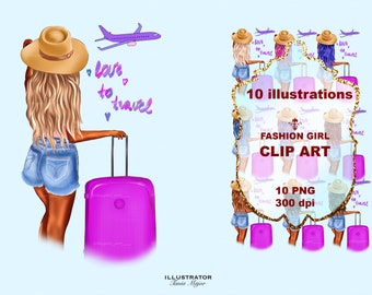 Clipart per ragazza di viaggio, Clipart per ragazza nera, Ragazza di viaggio png, Clipart per ragazza di moda, Clip art per ragazza denim, download di disegni per ragazze di sublimazione