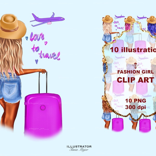 Travel girl clipart, Black girl clipart, Travel girl png, Fashion girl clipart, Denim girl clip art, sublimation designs downloads