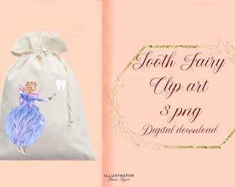 Tooth fairy clip art,  tooth fairy, instant download, Tooth Fairy sublimation clipart, tooth clipart, cute tooth fairy, Magic Tooth Fairy