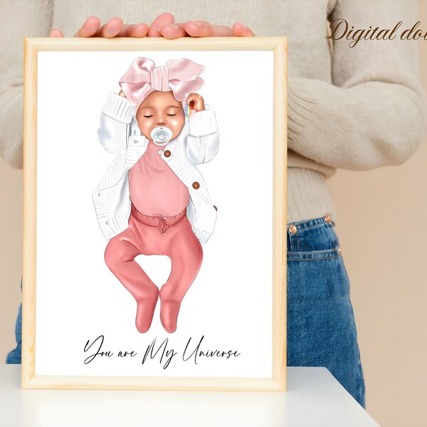 Mimimalistic Custom Baby portrait, Birth Poster, Newborn Gift, Portrait From Photo, Children portrait, Baby drawing, Christening Gift, Card