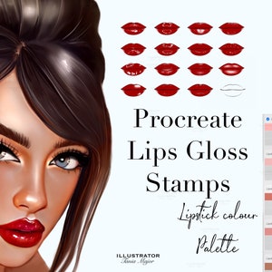 Procreate lips gloss stamps, Realistic lips gloss Stamp,Procreate lip gloss brushes,  Stamp Brushes for procreate, gloss Procreate brushes