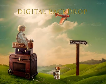 Adventure Digital Backdrop, Photoshop Backdrop, travel digital background, Airplane Background, Digital Background for Photographers