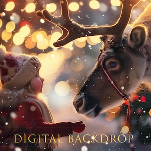 Rentier Digitaler Hintergrund, Weihnachtskarte, Weihnachten Digitaler Hintergrund, Weihnachtsbaumkulisse, Feiertagskulisse, Bokeh, zusammengesetzte