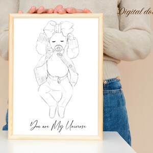 Retrato de bebé de boceto personalizado, cartel de nacimiento, regalo de recién nacido, boceto de foto, regalo personalizado, regalo de Navidad, dibujo de línea de bebé personalizado
