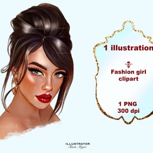 Fashion girl clipart Planner clipart Planner cover Face clipart American  girl clipart Instant Download Beauty clipart Fashion illustration