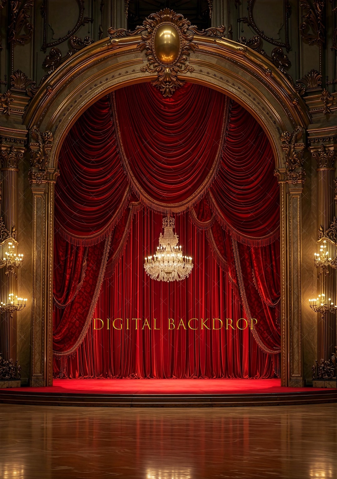 Luxury Red Curtain Backdrop Royal Theater Stage Background Digital ...