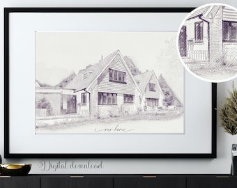 Custom house Portrait from photo, Real Estate Gift, Custom Home Portrait, housewarming gift, house sketch from photo, Line drawing house