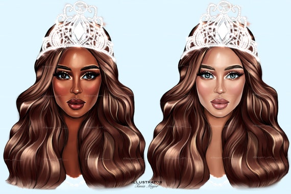 Buy Queen Girl With Crown Clipart, Diva, Fashion Girl Clipart Planner Cover  Face Clipart American African Girl Clipart Beauty Clipart Online in India -  Etsy