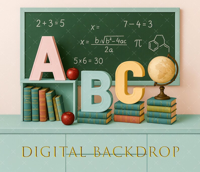 Mathtime Backdrop Back to School Digital Backdrop, Photography Digital Backdrop, Photo ...