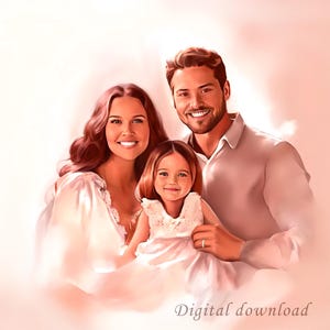Retrato familiar personalizado, regalo de Navidad, retrato familiar personalizado a partir de una foto, retrato de niños, regalo del día de la madre, regalos para la familia