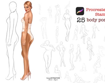 Timbro Procreato Figura, Timbro posa femminile Procreato, Pennelli Procreati, Pennelli Procreati corpo intero, Modello corpo corpo, Ritratto