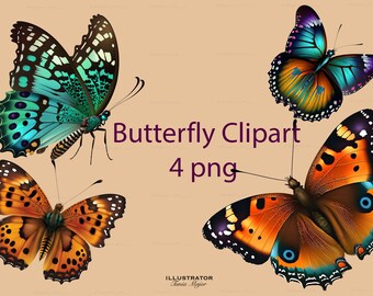 butterfly clipart, butterfly graphics, butterfly illustrations, butterfly PNG, summer clipart,  colorful butterfly, digital download