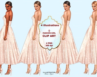 Fashion clipart, Fashion Illustration, Fashion girl clipart , Planner Cover, Instant download, Blond girl, Sublimation designs downloads