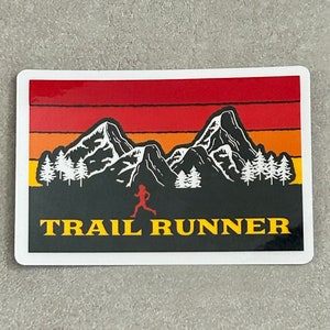 Trail runner sticker, waterproof sticker, running sticker, gift for trail runner, water bottle sticker, laptop sticker, cell phone sticker.