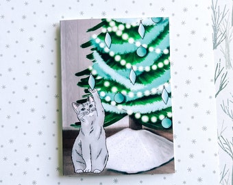 Cat 1  - Christmas card | digital drawing, watercolor, cozy winter scene