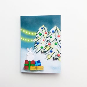 Arctic Hare - Christmas card | digital drawing, watercolor illustration, cozy winter scene