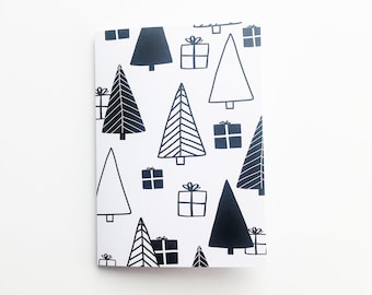 Abstract multiple trees - Christmas card | digital drawing, minimalistic, black and white