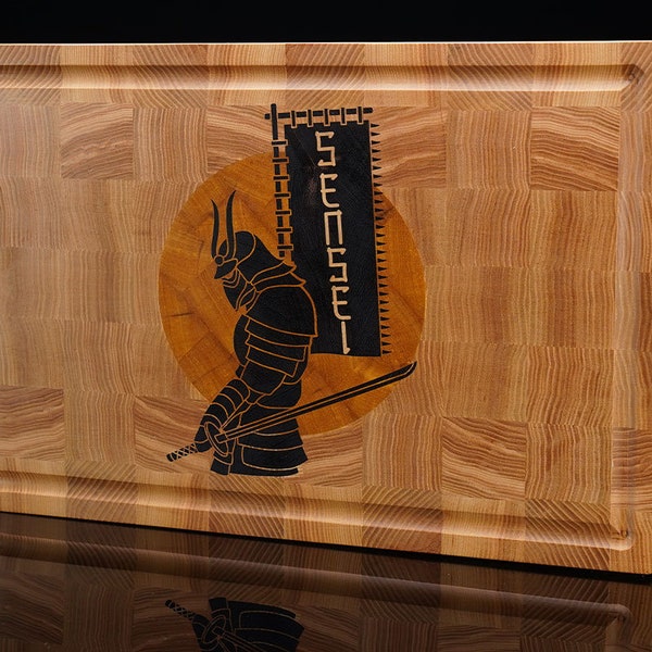 Personalized cutting board solid wood gift cutting board professional cutting board SENSEI SAMURAI in COUNTERFIBRE cutting board with logo