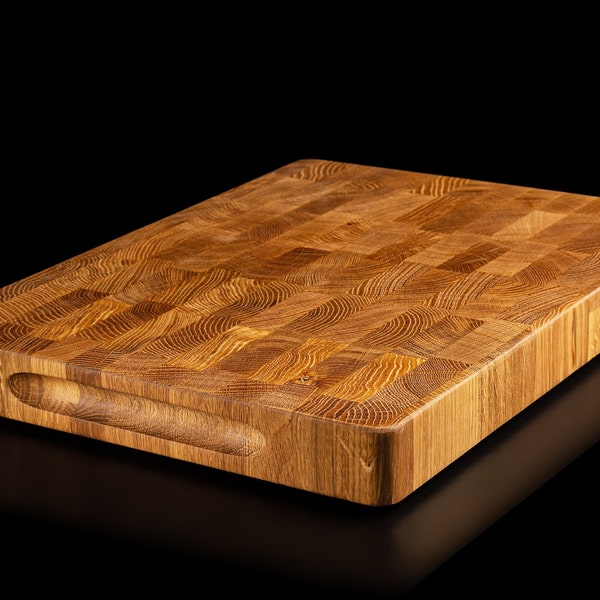 Pure OAK End Grain kitchen cutting board Professional made in Italy oak chopping board Big size for BBQ