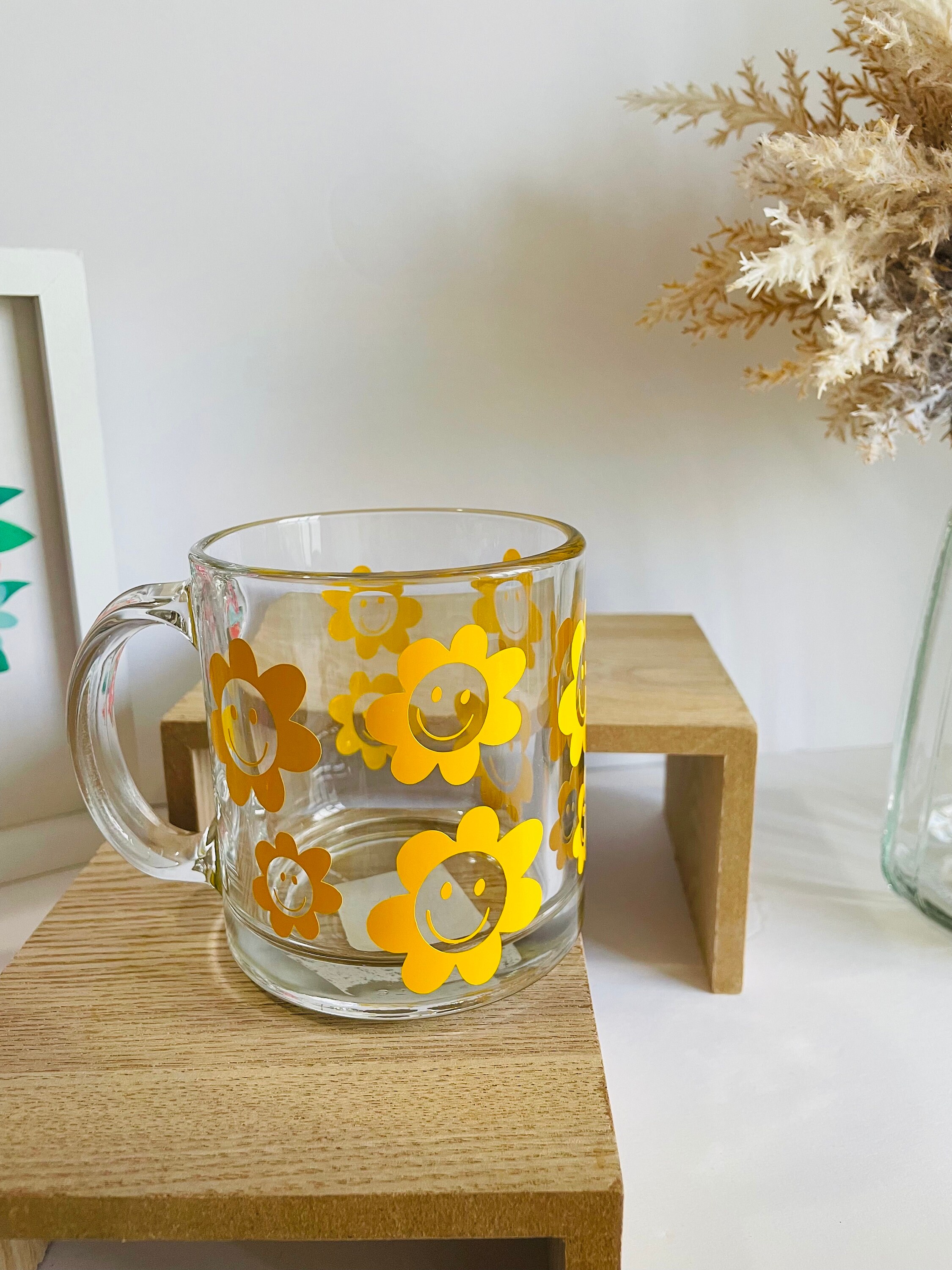 Tulip Glass Can Flower Glass Cup, Aesthetic Glass, Floral Beer Can, Clear  Mug, Glass Coffee Cup, Spring Garden Party Drinks 