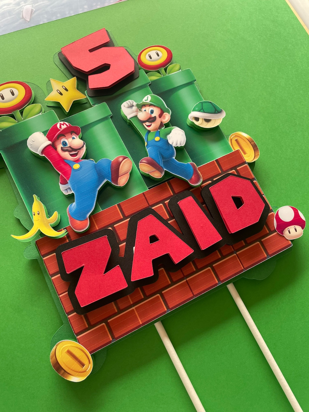 Super Mario Cake Topper, Mario Cake Topper, Personalized Cake Topper, Super Mario Birthday Party