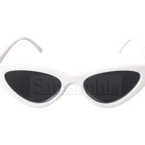 White Cat Eye Sunglasses with Black Tinted UV400 Protected Lens Adult Frame SMACE015