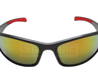 Adult Mirrored Sports Sunglasses UV400 Lens Cycling Wrap Around Shade SMAS032