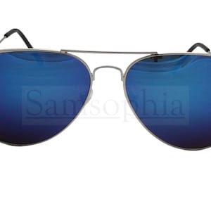 Adult Blue Mirrored Pilot Sunglasses Pilot Design Frame UV400 Protection. SMAA004